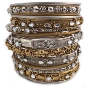Silver and Gold Tone Embellished Stacking Bangles
